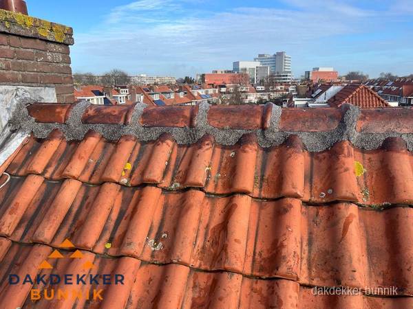 Pannendak met nokvorst en schoorsteen, dakrenovatie in Bunnik